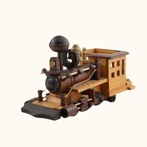 A Wooden Model of a Steam Train as a Home or Office Decoration